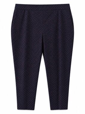 Court & Rowe 18W Navy Red Dot Stretch Ankle Pants Plus Size Office Casual Preppy